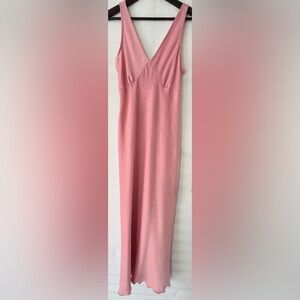 NWT Bebe Dusty Rose V-Neck Sleeveless Maxi Dress feels silky size S